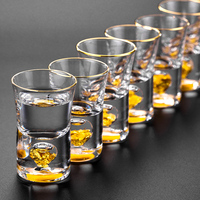 Verres à shot de vodka en cristal avec logo personnalisé, style américain, en feuille d'or 24 carats, faits à la main, coffret cadeau de 6 pièces, cadeaux d'affaires, 15 ml, agitable