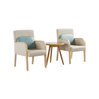 Fauteuil d'attente moderne personnalisable en cuir PU et métal, avec accoudoirs verts et roses, et accoudoirs en bois, pour clinique et hôpital