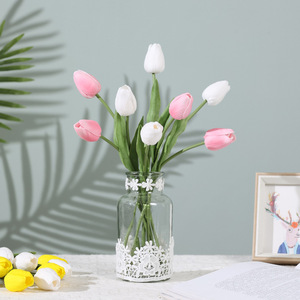Tulipanes Artificiales Ruilisi Blancos, Amarillos y Rosas de Goma Suave para Decoración de Bodas y Hogar - Product Image 2