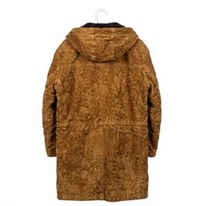 Parka longue à capuche en velours pour homme avec fermeture boutonnée et doublure en polaire - Product Image 2