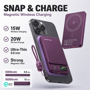 <span class=keywords><strong>แบ</strong></span><span class=keywords><strong>ต</strong></span>สำรองพกพาคุณภาพสูง 10000mAh อลูมิเนียมอัลลอยด์บางเฉียบ ชาร์จเร็วแบบไร้สาย PD 20W แม่เหล็ก รองรับ OEM ODM พร้อมโลโก้และบรรจุภัณฑ์ - Product Image 3