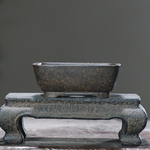 Rectangular Miniature Bonsai Pot Ultra Small <b>Handmade</b> Classic Chinese Style Yixing <b>Pottery</b> - Product Image 1