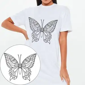 Wholesale Custom Butterfly Animal Logo Heat Transfer Labels with Rainbow Color Effect in The Dark