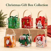 Emballages cadeaux de Noël, boîtes rigides en carton recyclables et pliables avec poignées en relief et rubans pour bonbons, friandises et cadeaux de fête
