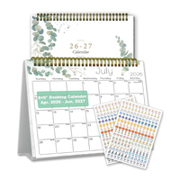 Calendrier de bureau personnalisé 12 mois, calendrier de table en spirale, calendriers muraux, pages détachables, calendrier de planification quotidienne avec liste de tâches