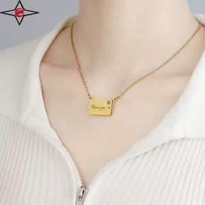 Kalung huruf cinta amplop Choker foto pasangan liontin besi tahan karat hadiah Valentine wanita kustom