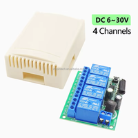 Module récepteur de relais sans fil 4 canaux RF433MHz DC 6V 12V 24V 30V 10A à contact sec pour commande à distance de moteurs et éclairages DIY