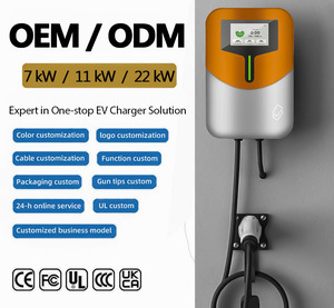 Nouvelles stations de recharge murales OEM 32A Type 2 3 phases avec contrôle WiFi via application, EVSE intelligent OCPP, câble de 5 m, chargeur de voiture électrique domestique 7kW-22kW - Product Image 1
