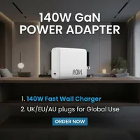 Chargeur rapide GaN 140W USB C PD3.1 avec prises interchangeables (EU/US/UK/AU) pour iPhone MacBook Samsung
