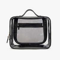 Qetesh nouveau Design PVC étanche sac de maquillage personnalisation léger pratique grand étui à cosmétiques transparent en noir