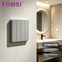 Interrupteurs muraux électriques FOMSI, norme britannique, noir, blanc, or, gris, finition Skin-touch, sans bordure, 4 gangues, 1 voie, interrupteur d'éclairage