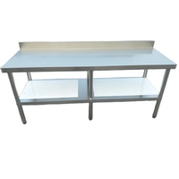 Table de travail de cuisine à 2 niveaux en acier inoxydable 304/201, 2M/78 pouces de long, pour laboratoire, usine alimentaire, atelier d'emballage, personnalisable, grand MOQ