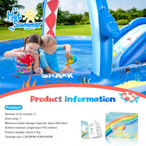 Shark Themed PVC Inflatable Sprinkler <b>Pool</b> Outdoor Water Play Toy <b>for</b> Kids - Product Image 6