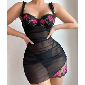 Nouvelle Lingerie Sexy Femme Européenne et Américaine en Dentelle, Tissu Dobby Transparent, Soutien-Gorge Push-Up à Armatures, Broderie Soluble dans l'Eau - Product Image 6