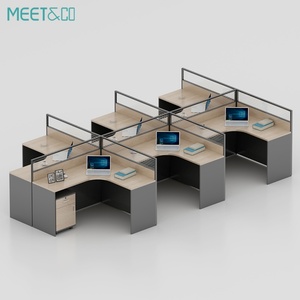 Modern Convertible Extendable L-Shaped Computer <b>Desk</b> 2-10 Person Workstation Staff Cubicle <b>Table</b> for Office Use - Product Image 2