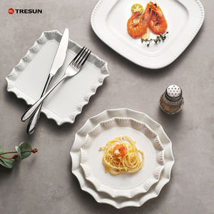 Assiette de service en céramique gaufrée blanche ronde pour pâtes, steak, dessert, petit-déjeuner, salade, dîner, vaisselle de restaurant - Product Image 2