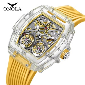 Drioshipping Top Brand Fashion Silicone <b>Strap</b> Automatic Watch Men Luxury Custom Logo Mechanical Watches Chronograph Watch - Product Image 1