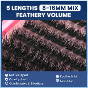 Ensemble de faux cils naturels à tige fine, longueur mixte 10-16mm, bande invisible, pour maquillage quotidien des yeux, salon de beauté - Product Image 3