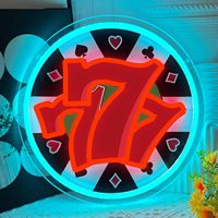 Neon Sign 777 Lampu Neon LED Dekorasi Ruang Poker, Seni Dinding Ruang Game, Bar Rumah Gua Pria, Neon Sign Pesta Las Vegas