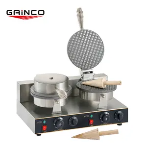 Gainco Machine à gaufres professionnelle en acier inoxydable pour cornets de crème glacée/Machine à faire des cornets de crème glacée