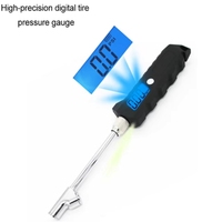 Manomètre numérique robuste pour pneus de camion avec embout double long, manomètre LCD rétroéclairé rechargeable pour véhicules