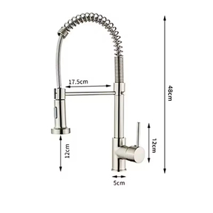 Rubinetto da <span class=keywords><strong>cucina</strong></span> a molla monocomando nero opaco, girevole a 360°, caldo/freddo, con doccetta estraibile, per lavello - Product Image 6