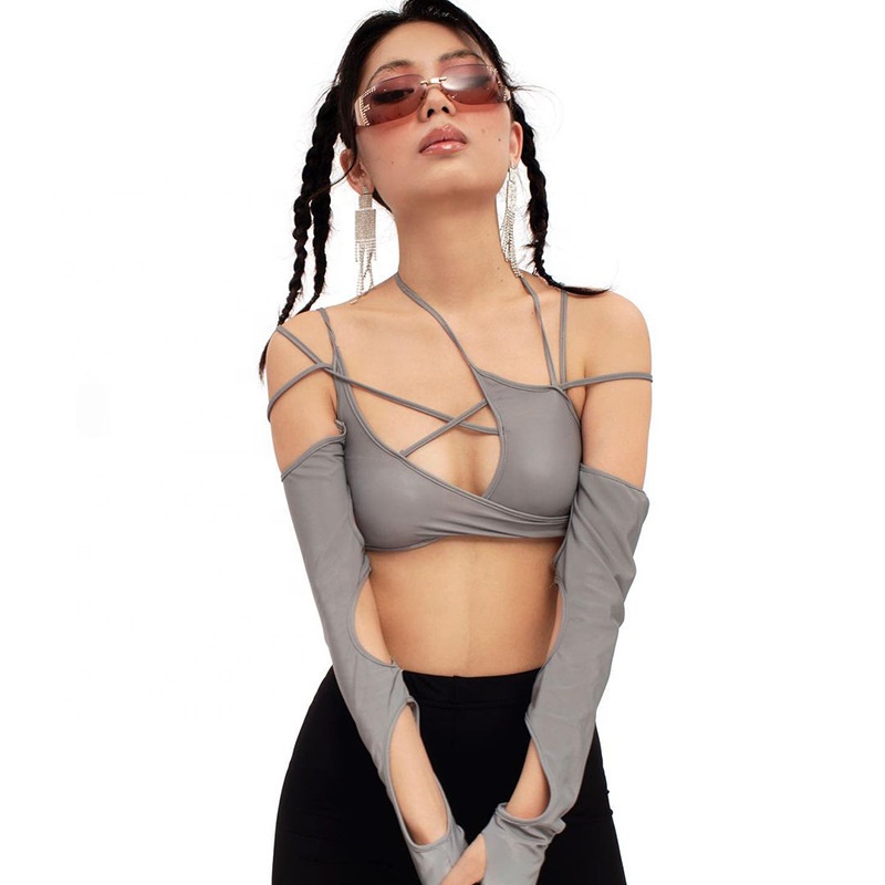 Cyber Y2k Techwear Punk Women Halter Tops - Gothic Egirl