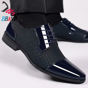 Zapatos de Hombre Nuevos de PU con Cordones, Formales de Negocios, Casuales, Transpirables, con Patrón Geométrico, Duraderos, con Absorción de Impactos, para Primavera y Otoño - Product Image 1