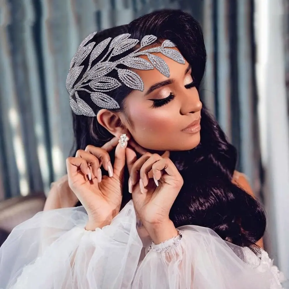 Moda hecha a mano de diamantes de imitación oro plata hojas pelo peine boda tocado nupcial diadema accesorios para el cabello para mujeres