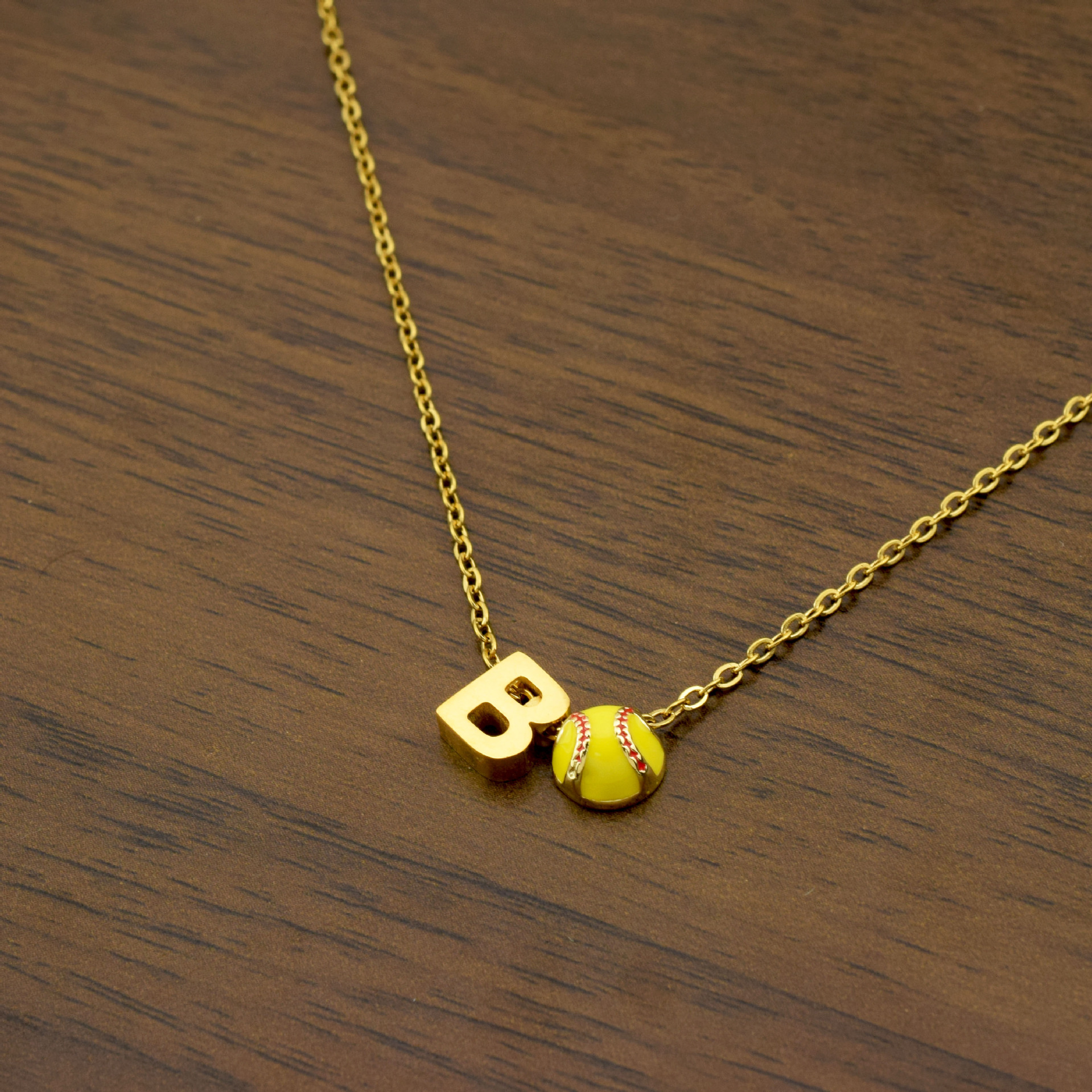 Collier lettre B en or 2160, barre de 457CM
