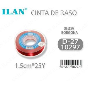 ริบบิ้นผ้าซาตินอิลัน 1.5 ซม. 25 หลา สีเบอร์กันดี D27 - Product Image 3