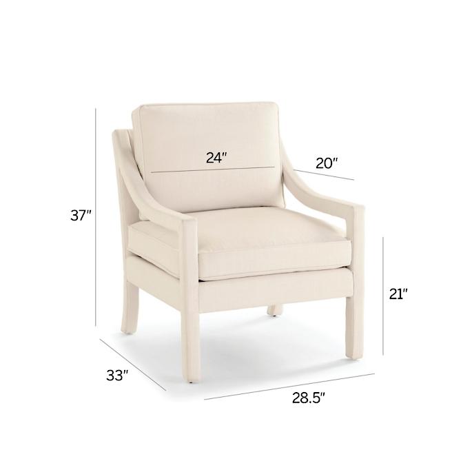 modern living room thin gently sloped arms single seat sofa armchair