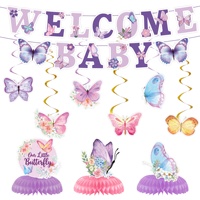 Nouvel Arrivage Guirlandes Papillons Violets Style Anime Joyeux Anniversaire Décorations de Fête en Papier à Suspendre pour Adultes Utilisation Intérieure