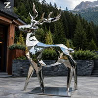 Escultura de Toro de Acero Inoxidable Espejado, Gran Estatua Geométrica de Animal de Metal para Decoración Artística Comercial en Hoteles, Plazas, Villas y Jardines