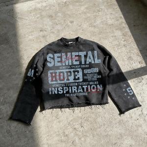 Camiseta Personalizada con Cuello Redondo y Corte Cuadrado, 100% Algodón, Lavado Ácido, Camisetas de Diseño, Camisetas Térmicas de Manga Larga para Hombre - Product Image 1