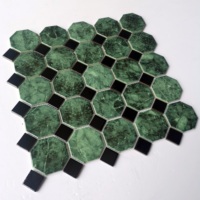 DS Nouvelle conception, carreaux de mosaïque en céramique de style marbre vert hexagonal et carré mélangé pour mur de cuisine