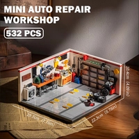 X5007 MOC City Speed Racer Scène de garage vintage Atelier de réparation automobile Plateforme élévatrice Briques Jouets Cadeaux Blocs de construction