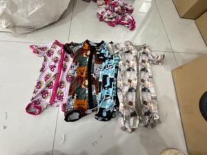 Yyウエスタンニット竹ビスコース双方向ジッパーカスタム子供用パジャマ半袖ロンパーセット卸売 - Product Image 4