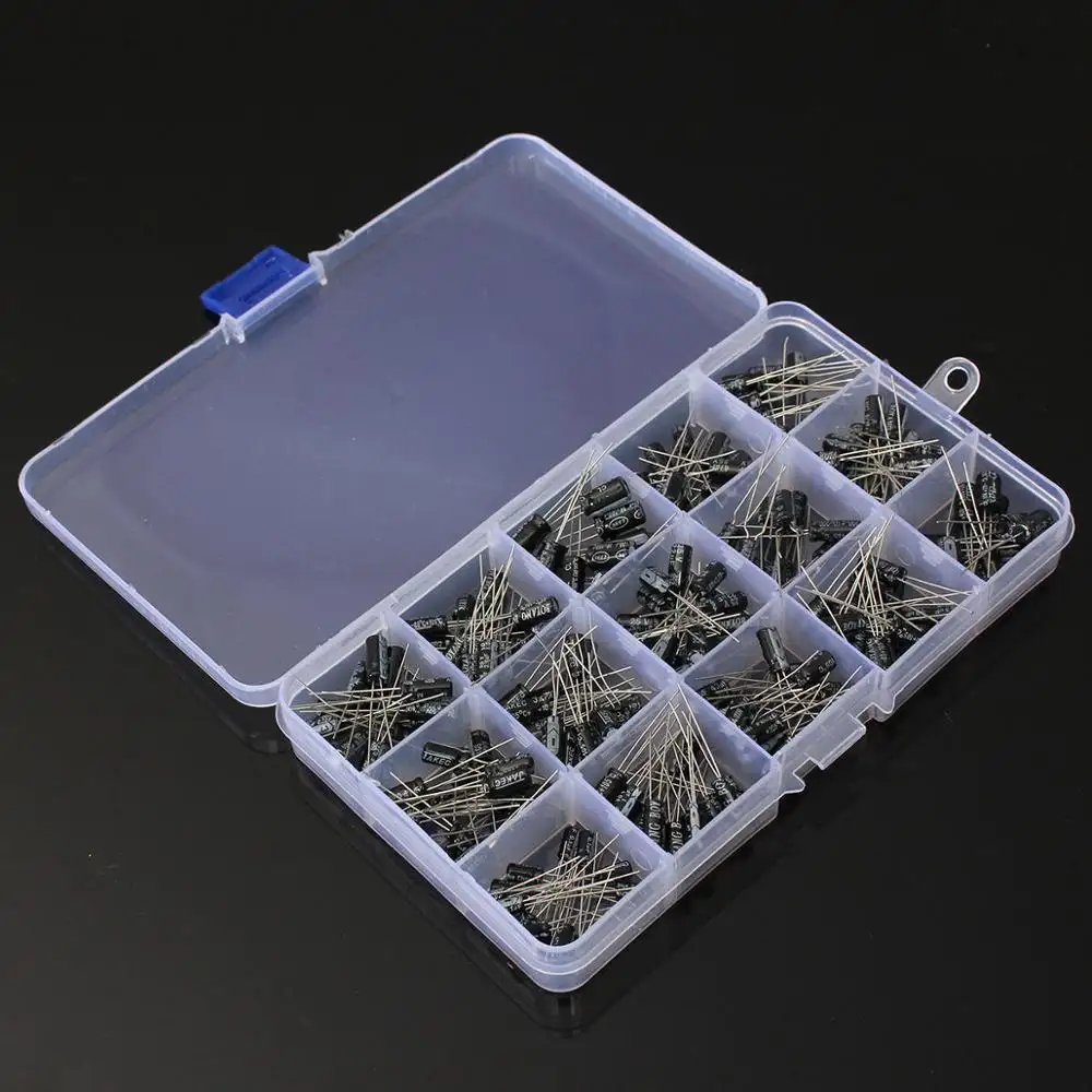 200pcs 0.1-220uF 15 Waarde Elektrolytische Condensator Assortiment Box Kit