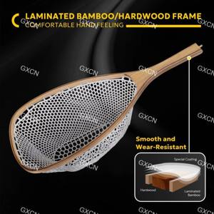 <span class=keywords><strong>Filet</strong></span> de pêche à la mouche en bois d'orme avec petite maille transparente, conception à tête carrée pour la capture et la libération - Product Image 4