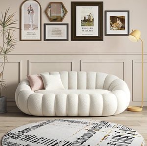 Chaise longue pivotante en forme de citrouille canalisée blanche crème <span class=keywords><strong>Boconcept</strong></span> avec repose-pieds - Product Image 6