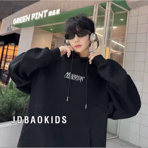 Moletons Masculinos de Outono Inverno Unissex Oversized Pullover Largos com Estampa para Casais - Product Image 2