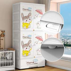 Armoire de rangement pour vêtements d'enfants et jouets, 69 cm, 6 niveaux, grande, en plastique, économique, avec roulettes - Product Image 5