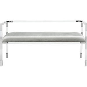 Panca in acrilico trasparente panca camera da letto Couture casa <span class=keywords><strong>Anastasia</strong></span> 47 pollici Glam griy e argento panca in acrilico - Product Image 1