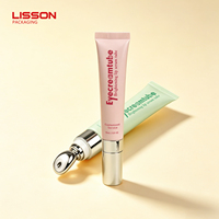 Tube de crème pour les yeux de 15 ml avec applicateur en alliage de zinc métallique rafraîchissant, dosage précis, emballage de tube cosmétique à presser pour gel de soin des yeux