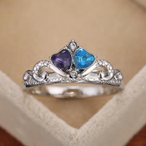 Bague en moissanite en forme de cœur H088, en argent 925, sertie de pavés, alliance de fiançailles pour femme - Product Image 3