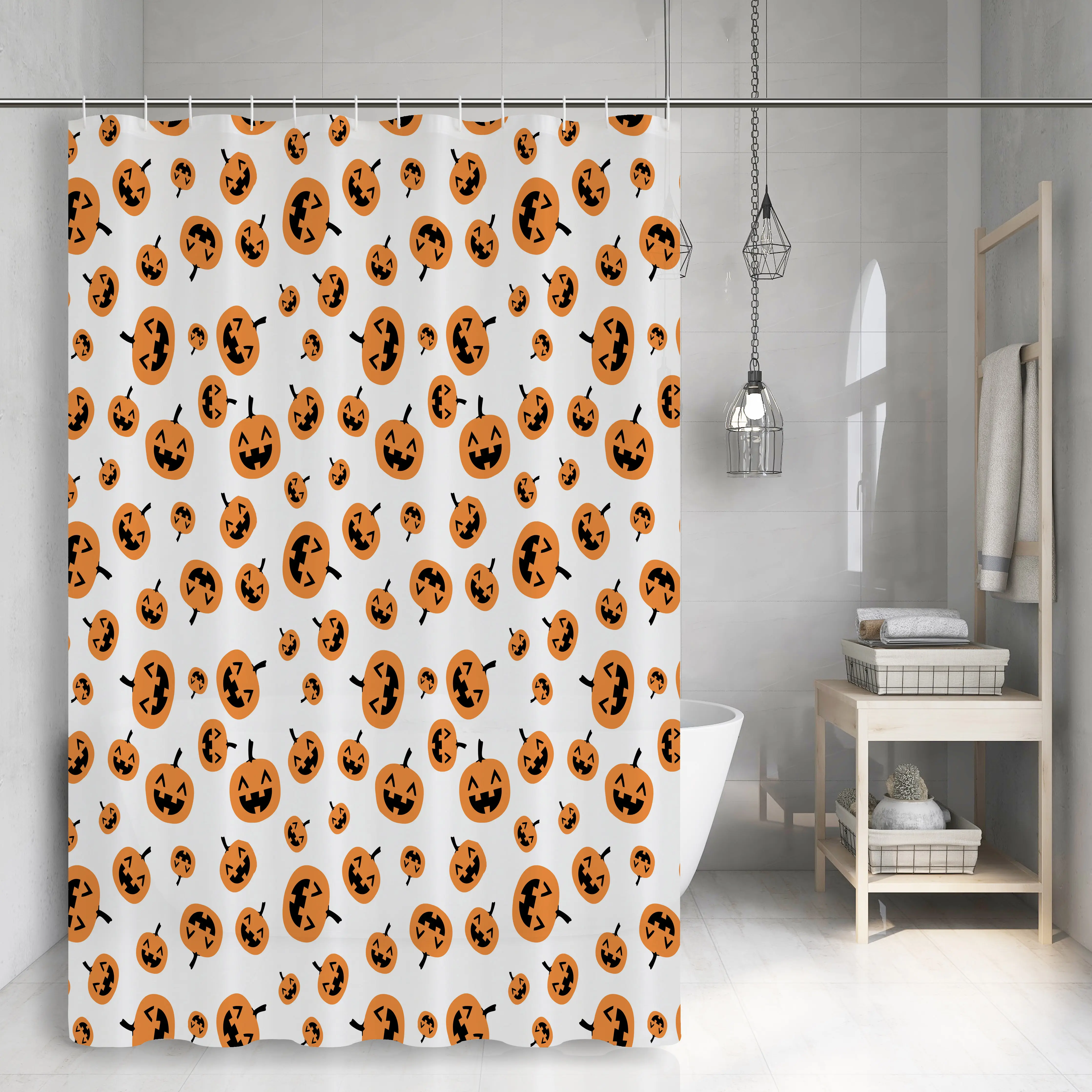 Bathroom halloween Designs Printed PEVA shower curtain liner set
