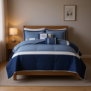 7 Piece <b>Comforter</b> <b>Set</b> Striped Modern Design Full Size Home Bedding 100 Polyester Filling Machine Washable - Product Image 2