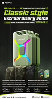 Altavoz para Fiestas al Aire Libre REMAX de 120 W, 120 Luces RGB, Bajos Potentes, BT 6.0, 4000 mAh, 12 Horas de Reproducción, Diseño de Bidón, Asa de Transporte