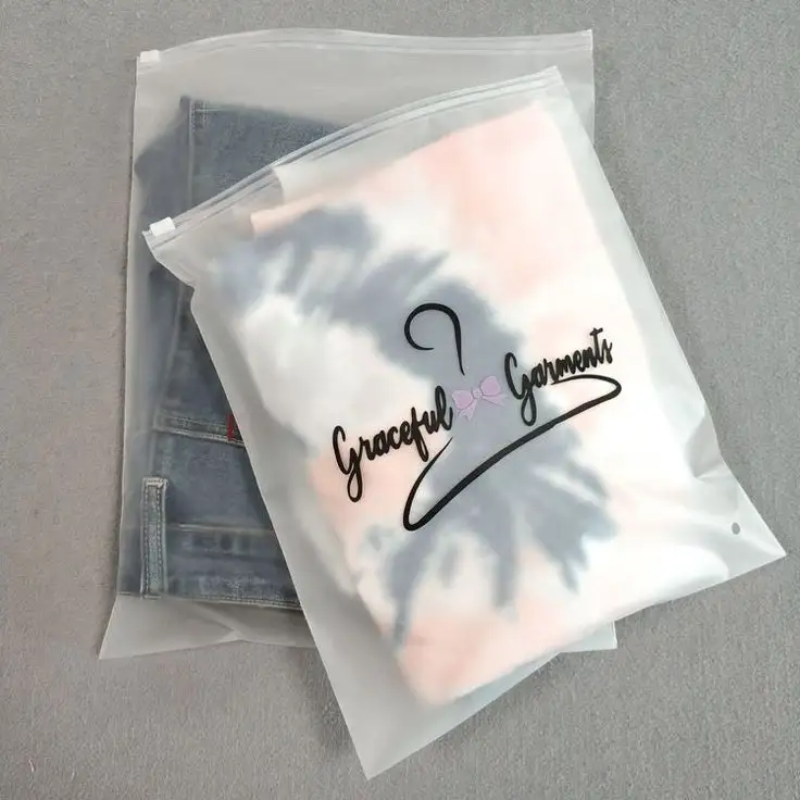 Customized Printed Biodegradable Underwear Frosted Zip Lock Bag PVC Clothing Bikini Packaging Plastic Zipper Bags With Logo